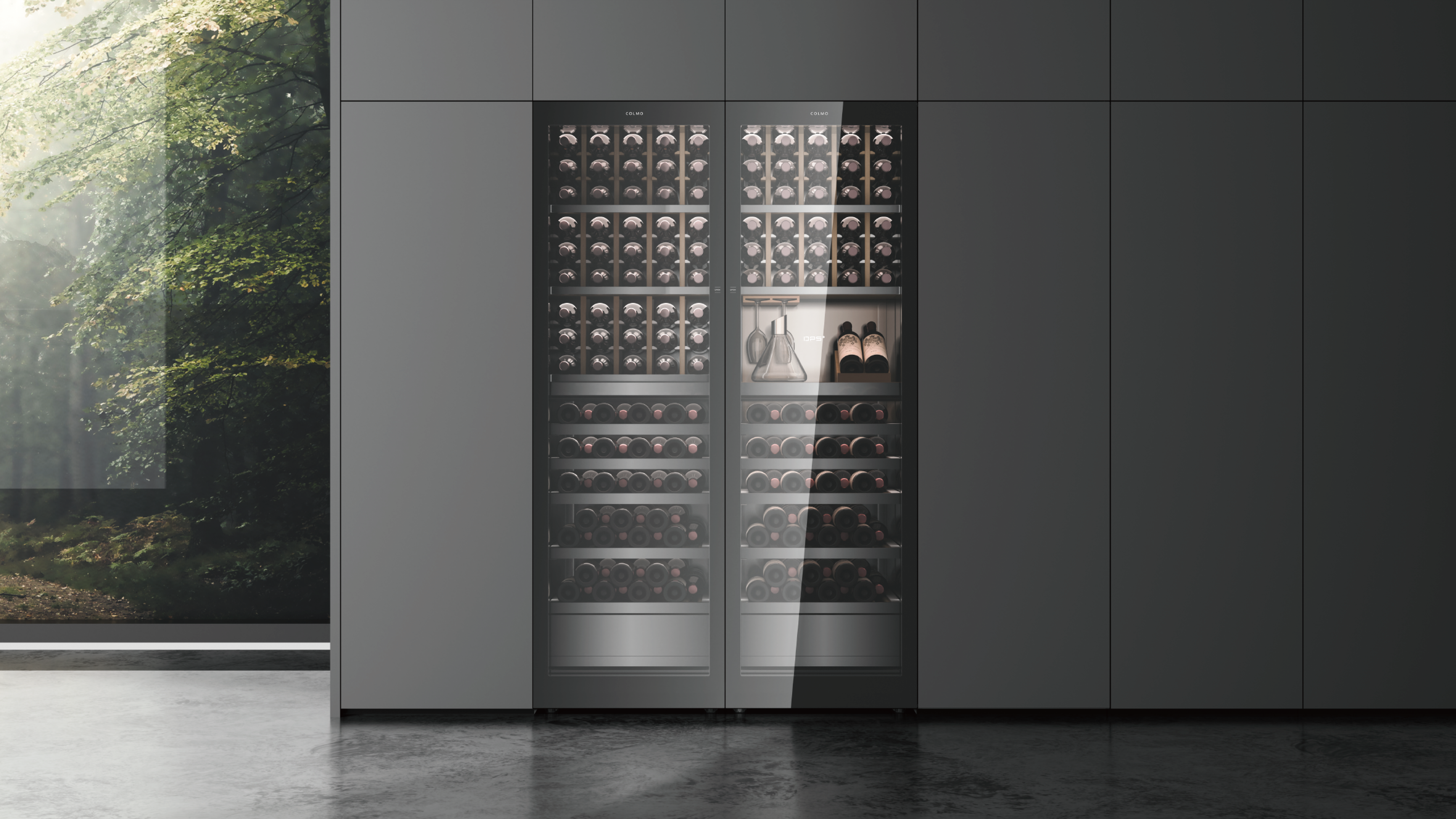 COLMO Wine Cooler 420 双柜嵌入厨房墙面场景